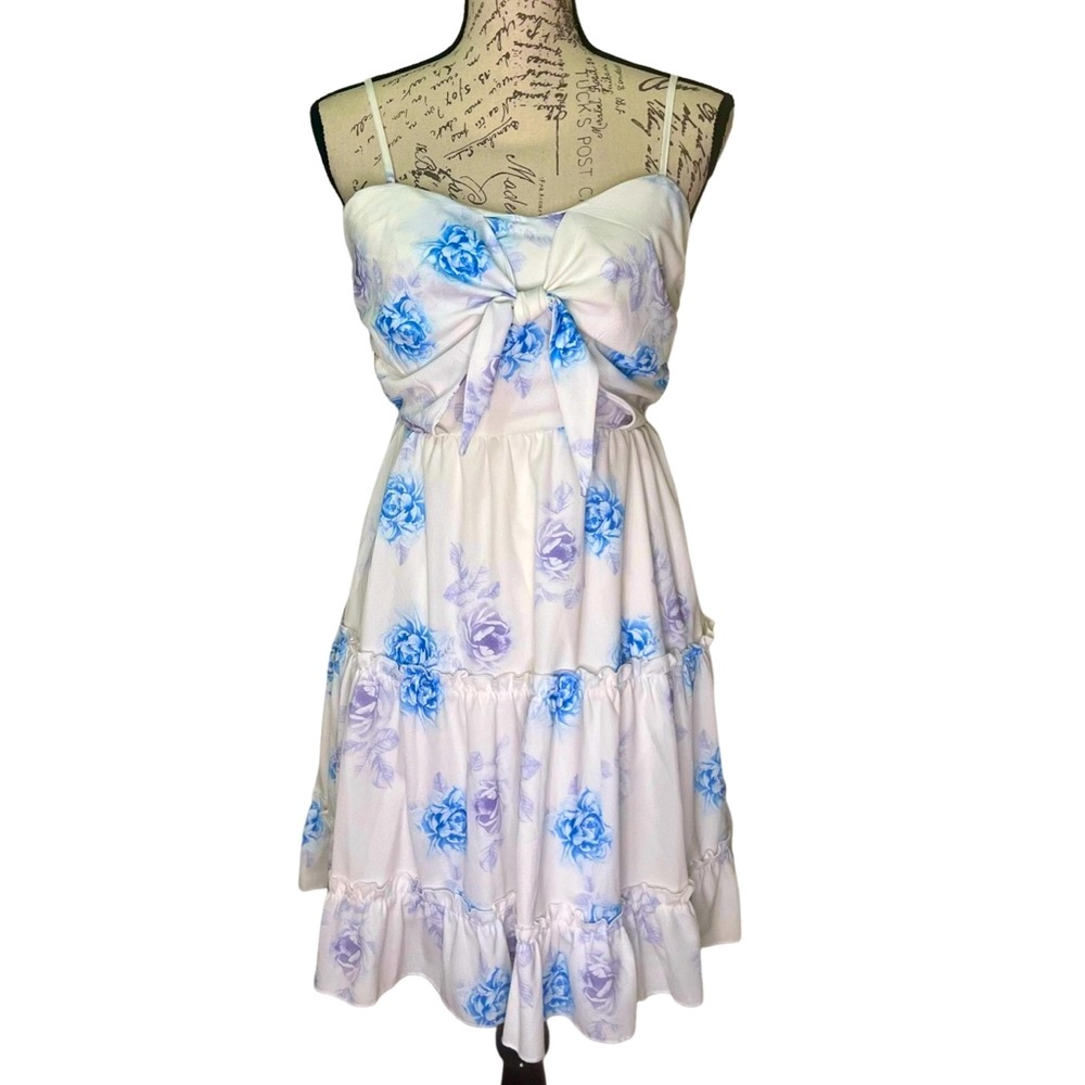 Floral Mini Smocked Sun Dress for Women Size S Small - Picture 16 of 16